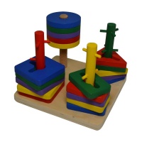 Educational Toys Wooden Blocks Geometric Shape Matching 4 Column
