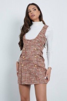 I Saw It First Ladies Pink Boucle Military Mini Dress Scoop Neck