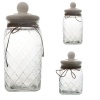 Jar 3 Piece Set Square Glass with Ceramic Lid Photo