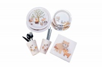 Party Paper Tableware Cutlery Set Woodland Animal Theme