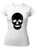 PepperSt Ladies White T-Shirt - Black Human Skull Photo