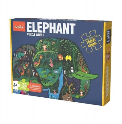 Puzzle World Shape Puzzle 128 Piece Elephant