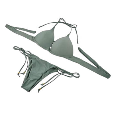 Photo of Sunbird Swimwear Leisure-time Peacock Olive Green Side Tie Bust Strap Matching Bikini
