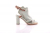Women's block heel leather sandal with ankle strip Photo