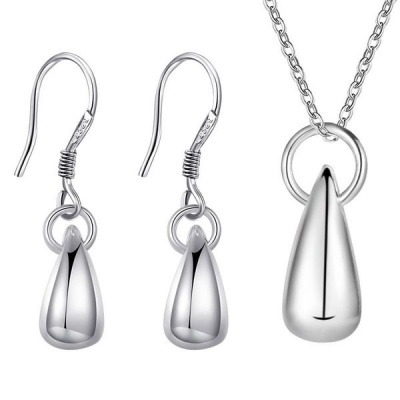 Photo of Lucky Silver Silver Designer Necklace and Earrings Teardrop Set