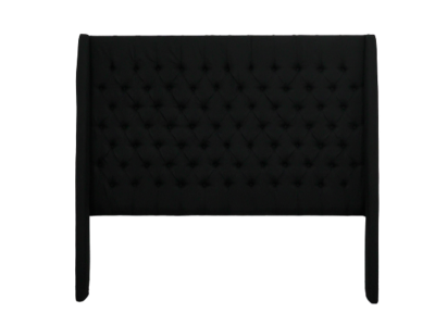 Monique Winged Headboard Black Covered Buttons King