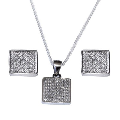 Photo of West End Collection Square Pendant Chain and Earring Set