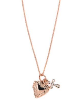 Photo of iDesire Rose Gold heart Locket & Cross Necklace