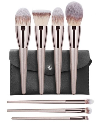 Photo of Professional 7-Piece Make Up Brush Set Rose Gold with Black Pouch