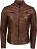 Classic Men's Brown Waxed Leather Slim Fit Jacket Photo