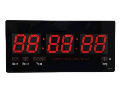 Photo of Digital LED Number Wall Clock with Date & Temperature Display - JH-4622