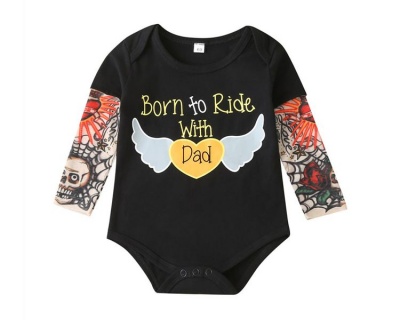 Photo of Born To Ride With Dad Baby Romper Black - 3 - 6 Months