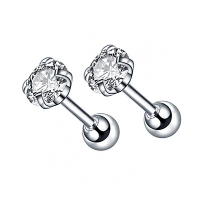 Photo of SilverCity Earrings Stainless Steel Four Claws Zircon Stud Earrings - By
