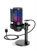Studio Condenser Microphone Quick Mute RGB Light Pop Filter Shock Mount