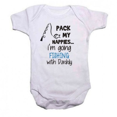 Photo of Qtees Africa Pack My Nappies I'm Going Fishing With Daddy Babygrow