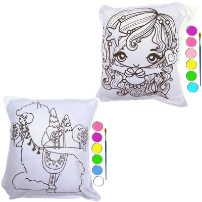 Fabric Painting Mermaid Llama Cushion 2 Pack Kids Painting Kit