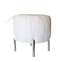 WOODLY Round Ottoman with Metal Legs