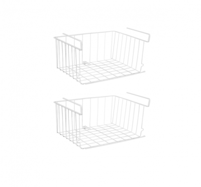 2 Pack Stackable Hanging Wire Baskets White