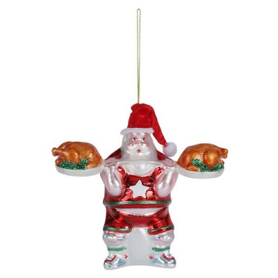 Photo of AK Glass Weight Lifting Santa Christmas Decoration