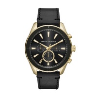 Armani Exchange Chronograph Black Leather Watch AX1818