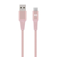 xqisit Extra Strong Braided USB C 30 to USB A 200cm Cable Pink