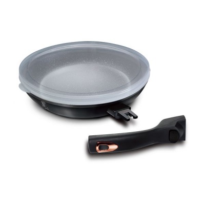 Photo of Berlinger Haus 28cm Marble Coating Fry Pan with Lid and Detachable Handle - Black Rose