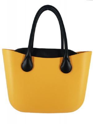 Eva Classic Handbag Mustard PU Leather Black Inner Black Handles