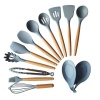 Hestia 13 Piece Silicone & Wood Kitchen Utensil Set - Grey Photo