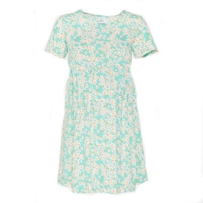 Green Floral Print Short Maternity Dress