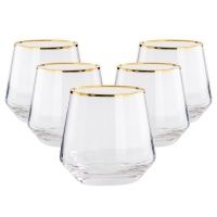 Elegant Gold Rim Gobelet Crystal Whiskey Liqueur Glasses Set of 6 345ml