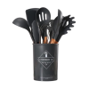 Set of 12 Silicone Kitchen Utensil Set - Black Photo