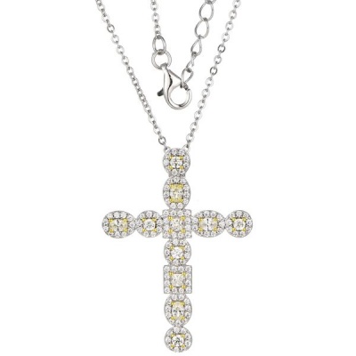 Photo of Kays Family Jewellers Yellow CZ Cross Pendant in 925 Sterling Silver