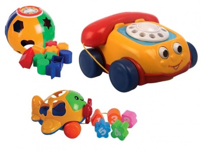 Baby Toy Pull Along Phone With Squeaks 17cm Shape Sorter Set