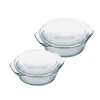 Heat Resisting Clear Round Glass Casserole with Lid Set of 2 -1L&2L Photo