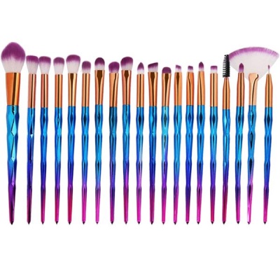 Photo of Professional 20 Pieces Diamond Handle Makeup Brush Set - Blue & Purple
