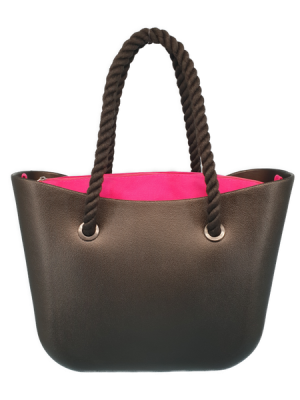 Eva Classic Handbag Black N Pink inner Black rope