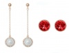 Stella Luna Penny Pearl Earring Set-Swarovski Ruby Crystal Rosegold Photo