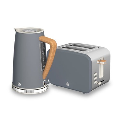 Photo of Swan Nordic Stainless Steel Cordless Kettle & 2 Slice Toaster - Slate Grey