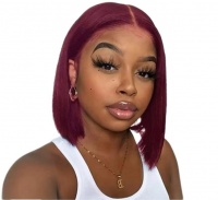 10 Brazilian Hair 13x4 Full Lace Frontal Wig Burgundy