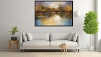 Fancy Artwork Canvas Wall Art Lakeside Reflections Abstract A0650