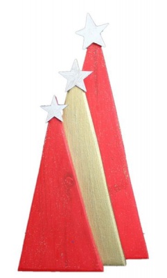 Photo of Christmas Trees - Set of 3 - FUN Decorations - Red Gold Red