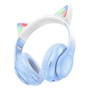 Hoco W42 Bluetooth V53 Cat Ear Wireless Headphones Crystal Blue