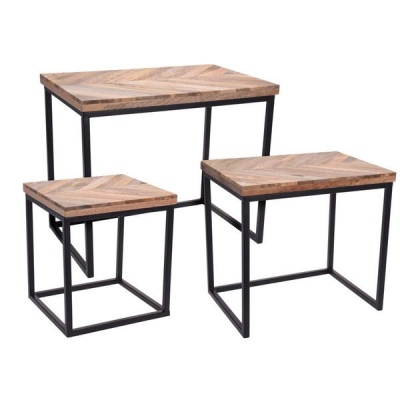Photo of Eco Mango Wood Side Tables - Stackable Design - 3 Pieces Friendly