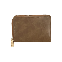 Faux Leather Card Holder with Zip Closure