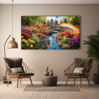 Canvas Wall Art Enchanted Rainbow Garden BK0027
