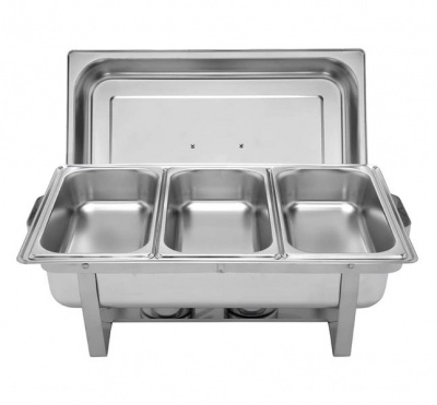 Photo of High Quality Stainless Steel Food Warming Triple Pan Chafing Dish - 9 Ltr