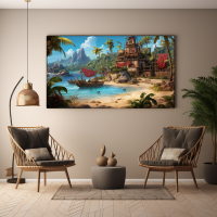 Canvas Wall Art Enchanted Pirate Island BK0047
