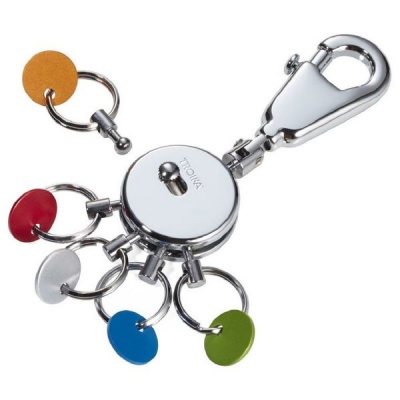 Troika Keyring with Carabiner and 5 Rings Patent Colour Matt