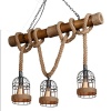 Rustic Bamboo & Hemp Rope Cage Pendant Chandelier Photo