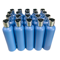 20 x 250ml Blue Luxurious HDPE Round Shoulder Bottles with Silver Flip Caps